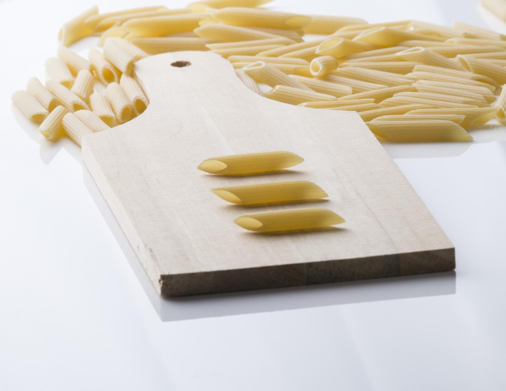 Homemade pasta on a wooden board